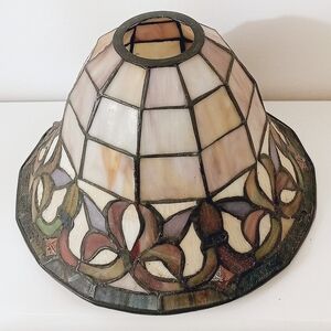 Beautiful Older Slag Glass Leaded Glass Lamp Fixture Shade Stained Glass